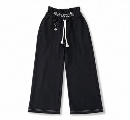 Double Waist Pants - Black-White
