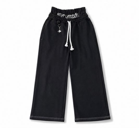 Double Waist Pants - Black-White