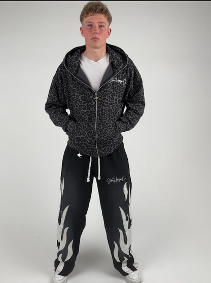 Hoodie Full Zip - Black Leopard