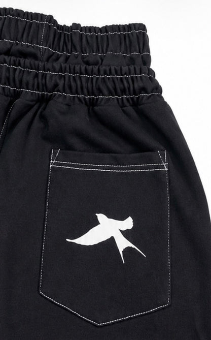 Double Waist Pants - Black-White